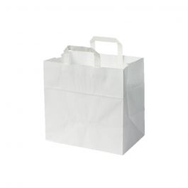 220X250X110mm ca. 100 MEDIA BIANCO carta Kraft SOS Carrier Bags Nuovo di Zecca 