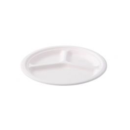 Menu board Sugarcane Ø 26 cm, 3 compartments, round (500 pieces) [GB-DTW01460]