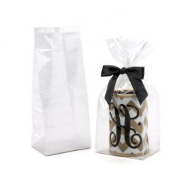 Block Bottom Bags Clear 10.2x7.6x25.4cm with paper insert (100 pieces) [FGPBH5]