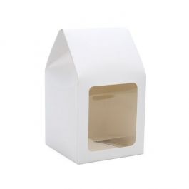 Kraft Gift Boxes with Window glossy White 9x9x16.5cm (25 pieces) [FS330]