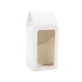 Kraft Gift Boxes with Window glossy White 9x9x21.5cm (25 pieces) [FS331]