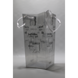 Luxury Gift Bag 12.5x30cm Transparent with Grey Print (10 pieces) [GBAG12X30]