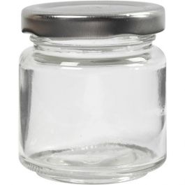 Storage Glass Jar, H: 6.5 cm, D: 5.7 cm, transparent, 12pcs, 100 ml [HOB55907]