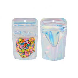 Stand Up Pouches Transparent/Iridescent/Holographic 7,9x5,1x13cm With Hanghole (25 Pieces) [ZBGH1C]