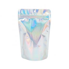 Stand Up Pouches Iridescent/Holographic 13x7,9x20,6cm With Hanghole (25 Pieces) [ZBGH3]