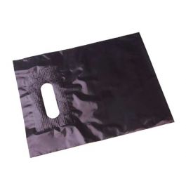 Plastic Carrier Bags Black 30.5x38.1cm PE 60 micron 100 pieces H1215BK1 Packlinq
