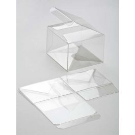 Plastic Gift Boxes 8.9x8.3x6cm Crystal Clear with Autolock Bottom (25 pieces) [PLB115]