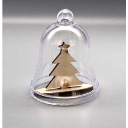 Acryl christmas bell with wooden tree 7.2 x 8.8 cm (25 pieces) [PEP-0554321]