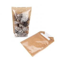 Kraft Block Bottom Bags w/ Paper Insert 12.7x7.6x30.5 cm (100 Pieces) [FGKB1]