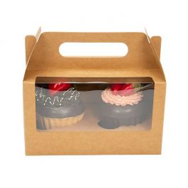 Double Cupcake Handle Box Kraft Set 17,8x10,2x10,2cm (100 Sets) [CBS173K]