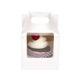 Single Cupcake Handle Box Set White 10,2x10,2x10,2cm (100 Sets) [CBS57W]