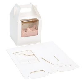 White Paper Handle Box 10.2x10.2x10.2 cm w/ Window (25 Pieces) [WGWG57]