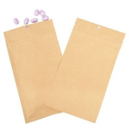 Kraft Hanging Barrier Bags 10.2 x 16.5 cm w/Tear Notches (100 Pieces) [HZBB5K]