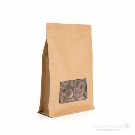 Stand Up Pouches Kraft 12.7x7.6x20.3cm with Window (100 pieces) [SQMS7K]