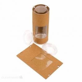 Kraft with Window pop-up tube Kit, round shaped 6.4 x 6.4 x 15.4cm (25 Pieces) [KTRWS26]