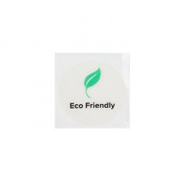 Stickers Round Eco Friendly (Clear w/ Green Leaf & Black Text) 2,5 cm (1 Sheet) [LS1ECO]
