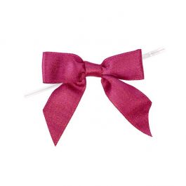 Bows Pre-tied Metallic Hot Pink 8,9 cm (25 pieces) [MBOWP]
