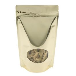 Stand Up Pouches Gold with oval Window 17.1x8.9x28.6cm | 340 grams (100 pieces) [ZBGMO4SG]