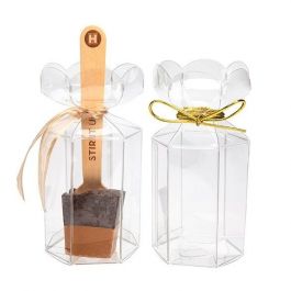 Plastic Gift Boxes with Flower Top 4.9x4.9x7.6cm (25 pieces) [FS354]