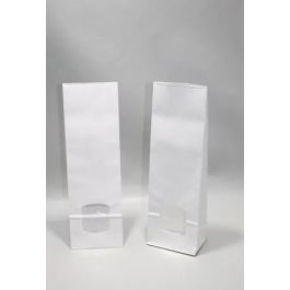 Block Bottom Bags Kraft White 10.5x6.5x33cm 80 g/m² with 30my OPP Foil Window | 1kg (100 pieces) [PAB1013]