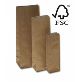 Block Bottom Bags Kraft Brown 8x5x25cm grease-proof lined 60 + 40 g/m² (100 pieces) [PABB825]