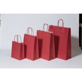 Paper Carrier Bags Red 26+12x35cm Kraft 90 grams (50 pieces) [PAM2635R]