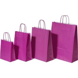 Paper Carrier Bags Pink 26+12x35cm Kraft 90 grams (50 pieces) [PAM2635P]