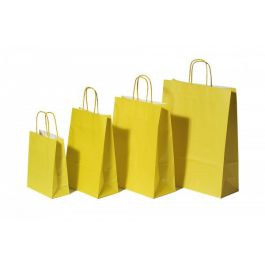 Paper Carrier Bags Yellow 26+12x35cm Kraft 90 grams (50 pieces) [PAM2635Y]