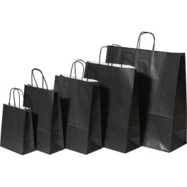 Paper Carrier Bags Black 26+12x35cm Kraft 90 grams (50 pieces) [PAM2635BK]