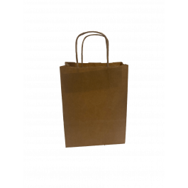 Paper Carrier Bags Brown 14x8x21cm Kraft 90 grams with twisted handles (50 pieces) [PAMB1421]