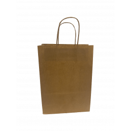 Paper Carrier Bags Brown 22x10x31cm Kraft 90 grams with twisted handles (50 pieces) [PAMB2231]
