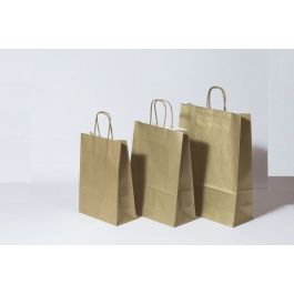 Paper Carrier Bags Gold 26+12x35cm Kraft 90 grams (50 pieces) [PAM2635GO]