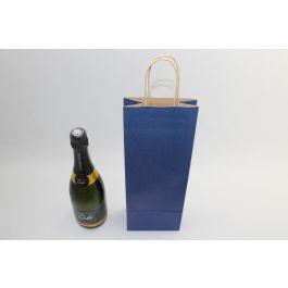 Carrier Bags for Bottles dark Blue 14x8x39cm Kraft 110 g/m (50 pieces) [PAWF1439DKBL]