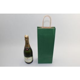 Carrier Bags for Bottles dark Green 14x8x39cm Kraft 110 g/m (50 pieces) [PAWF1439DKGR]