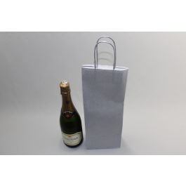 Carrier Bags for Bottles Silver 14x8x39cm Kraft 110 g/m (50 pieces) [PAWF1439SI]