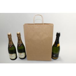 Carrier Bags for Bottles Brown 26x8x39cm + cardboard divider Kraft 110 g/m (50 pieces) [PAWF2639]