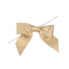 Pre-tied Bow Metallic Dusty Gold 8.9 cm (25 pieces) [MBOWG]
