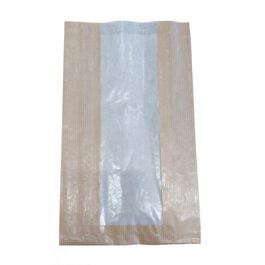 Paper bags with side gussets and glassine window 15+5x25.5 cm (100 pieces) [PZKP152]