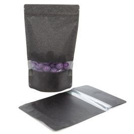 Stand Up Pouches Rice Paper Black with Window 17.1x8.9x28.6cm | 340 grams (100 pieces) [ZBGR4B]