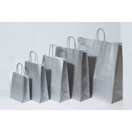 Paper Carrier Bags Silver 26+12x35cm Kraft 90 grams (50 pieces) [PAM2635SI]