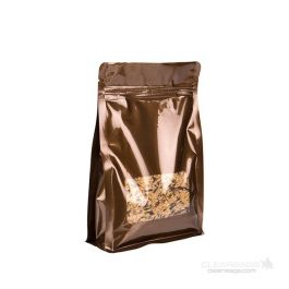Stand Up Pouches Bronze with Window 12.7x4.4x16.5cm (100 pieces) [SQMS3BZ]