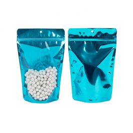Stand Up Pouches Transparent/Blue 14,9x8,9x23,2cm With Hanghole (100 Pieces) [ZBGB7AM]