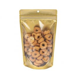 Stand Up Pouches Transparent/Gold 13x7,9x20,6cm With Hanghole (100 Pieces) [ZBGGC3H]
