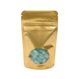Stand Up Pouches Gold with oval Window 8x5x13cm | 28 grams (100 pieces) [ZBGO1G]