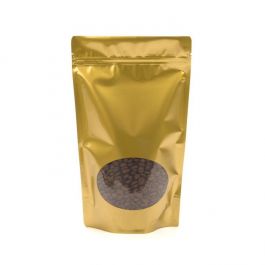 Stand Up Pouches Gold with oval Window 17x9x28.5cm | 340 grams (100 pieces) [ZBGO4G]
