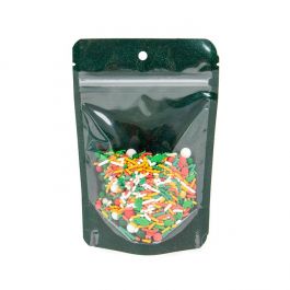 Stand Up Pouches transparent/Green Glitter Backed 10,2x6x15,2 cm (100 pieces) [ZBG2GLGR]
