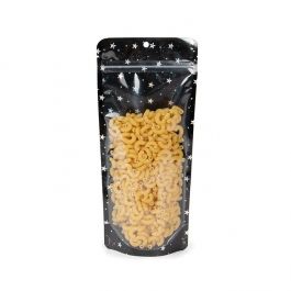 Stand Up Pouches transparent/Black Holographic Stars 10,8x6x23,8 cm (25 pieces) [ZBGHB1NC]