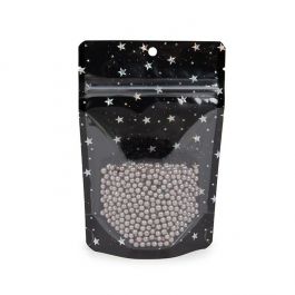 Stand Up Pouches transparent/Black Holographic Stars 10,2x6x15,2 cm (25 pieces) [ZBGHB2C]