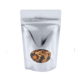 Stand Up Pouches Silver with oval Window 13x7x20.5cm | 113 grams (100 pieces) [ZBGMO3S]