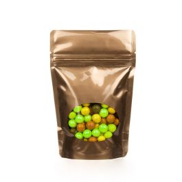 Stand Up Pouches Bronze with oval Window 21x9x29cm | 510 grams (100 pieces) [ZBGO5BZ]